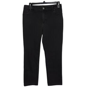 Susan Graver Womens Jeans Size 4P Black High Stretch Denim Straight Leg A342367